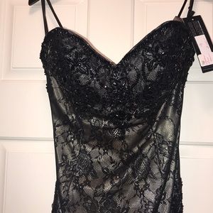 NWT Bicici & Coty Black Hand Beaded Evening dress